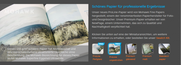 Papierauswahl bei Fotobüchern