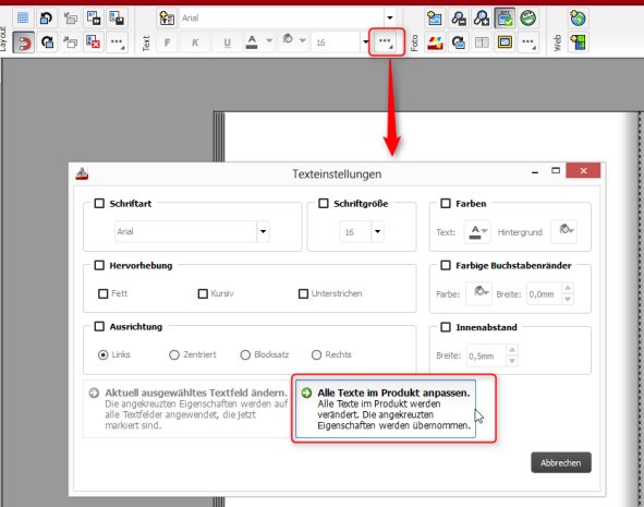 Textformatierung CEWE schnellere Fotobücher