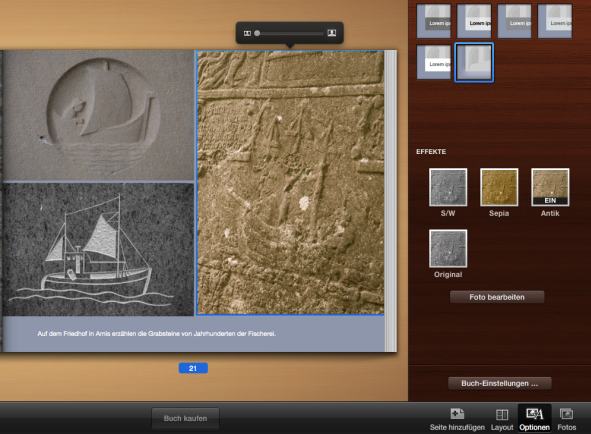 Apple Fotobuch Bildoptionen