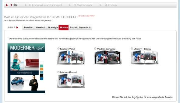 CEWE Fotobuch erstellen lassen Stilauswahl 