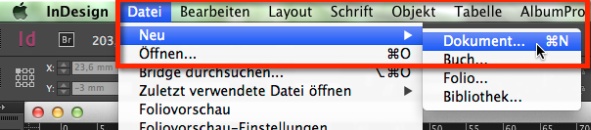 InDesign Erste Schritte Dokument Neu