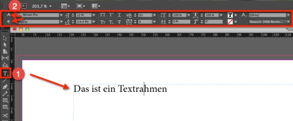 InDesign Erste Schritte Text