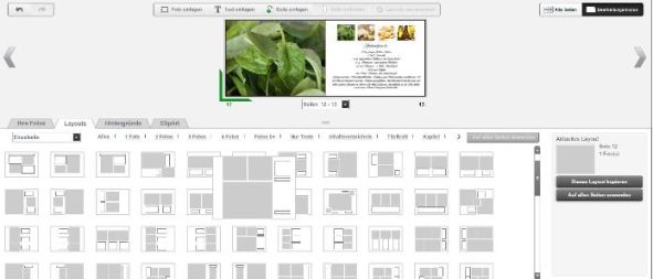 Photobox Onlineeditor Auswahl Layouts