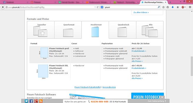Pixum Fotobuch Formatübersicht