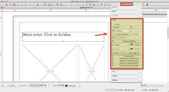 Scribus Texteingabe