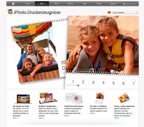 apple Fotobuch Website Überblick