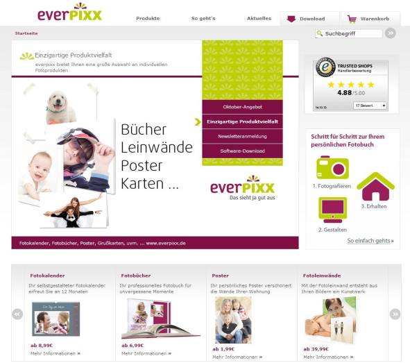 everpixx Fotobuch Homepage