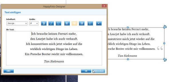 happyfoto Textformatierung