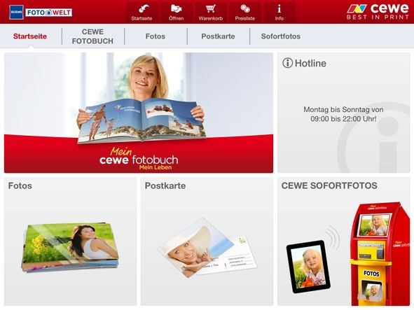 Cewe App verschiedene Produkte