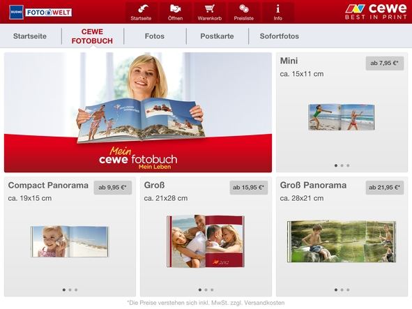 App CEWE Fotobuch Auswahl