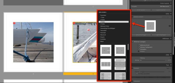 Fotobuch lightroom Layoutvorlagen