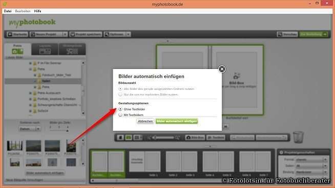 myphotobook Bilder einfügen
