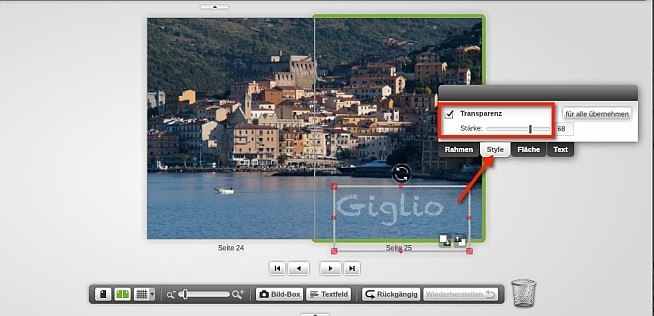 myphotobook Text transparenz